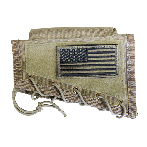 Tan Tactical Stock Riser Cheek Rest + USA FLAG Patch + Mag Pouch - Click Image to Close