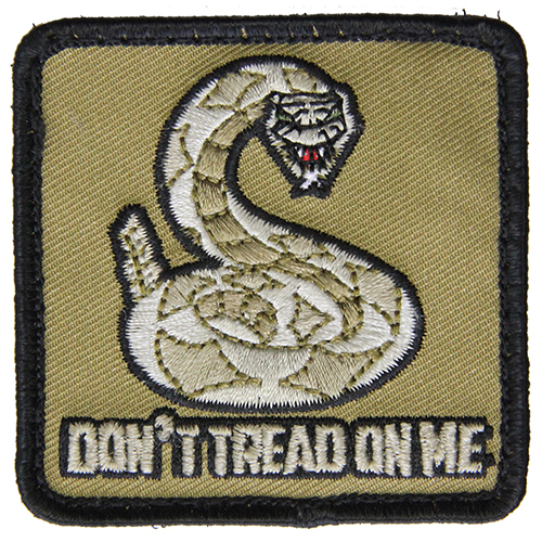 Don't Tread On Me Moral Patch Tan / Black Hook and Loop Material - Click Image to Close
