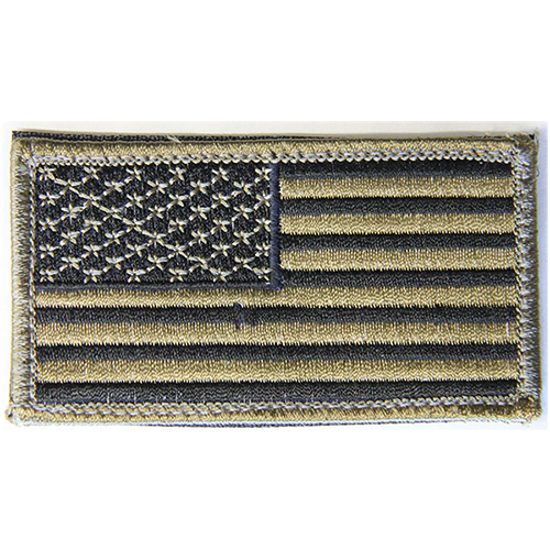USA Flag Moral Patch Tan and Black Hook and Loop Material - Click Image to Close
