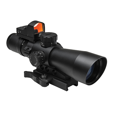 NcStar 3-9x42 Tactical Mil-Dot Rifle Scope w/ Red Dot Sight