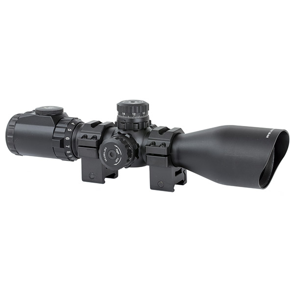 UTG 3-12x44 SWAT Compact Mil-Dot Rifle Scope w/ Rings - Click Image to Close