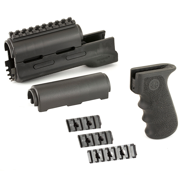 Hogue AK47 AK74 Black Overmolded Pistol Grip + Handguard Set - Click Image to Close