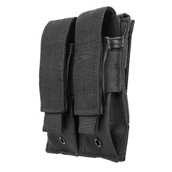 VISM Black Color 2 Pocket MOLLE Pistol Magazine Carrier Pouch - Click Image to Close