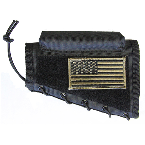 Black Tactical Stock Riser Cheek Rest + USA FLAG Patch + Pouch