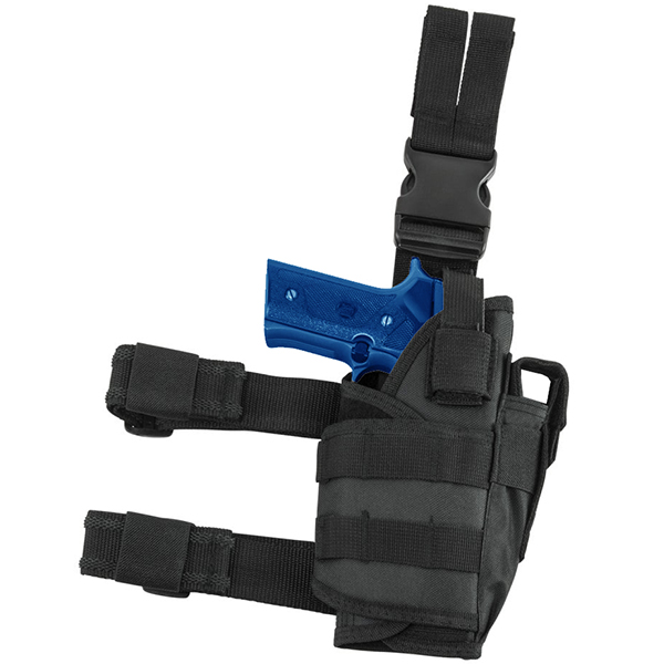 Drop Leg Black Holster fits Pistol With Light / Laser Attached