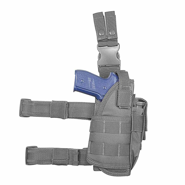 Drop Leg Grey Holster fits Pistol With Light/Laser Attached