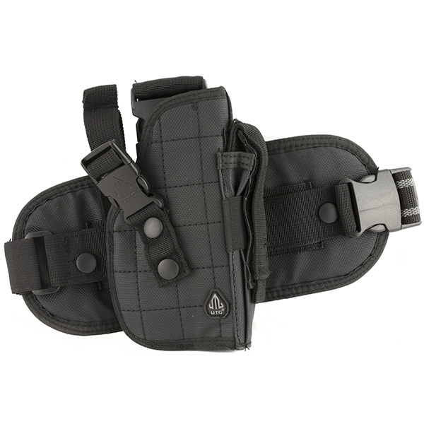 UTG Tactical Drop Leg Right Hand Pistol Holster w/ Mag Pouch - Click Image to Close