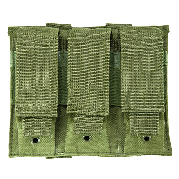 VISM Green Color Triple Pocket Pistol Magazine MOLLE Pouch