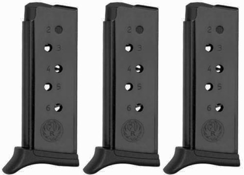 3 Pack Ruger 6rd LCP .380 Pistol Magazine w/ Finger Extension - Click Image to Close